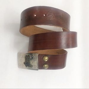Genuine Leather Belt With Silver Detailed Buckle